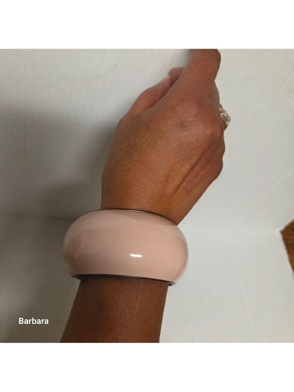 Vintage 90s Large Domed Baby Pink Enamel Bangle Bracelet